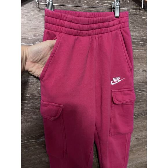 Nike Kids Girls Pink Fleece Cargo Joggers Pants SIze Small 4-5 Yrs Barbie - Picture 3 of 10